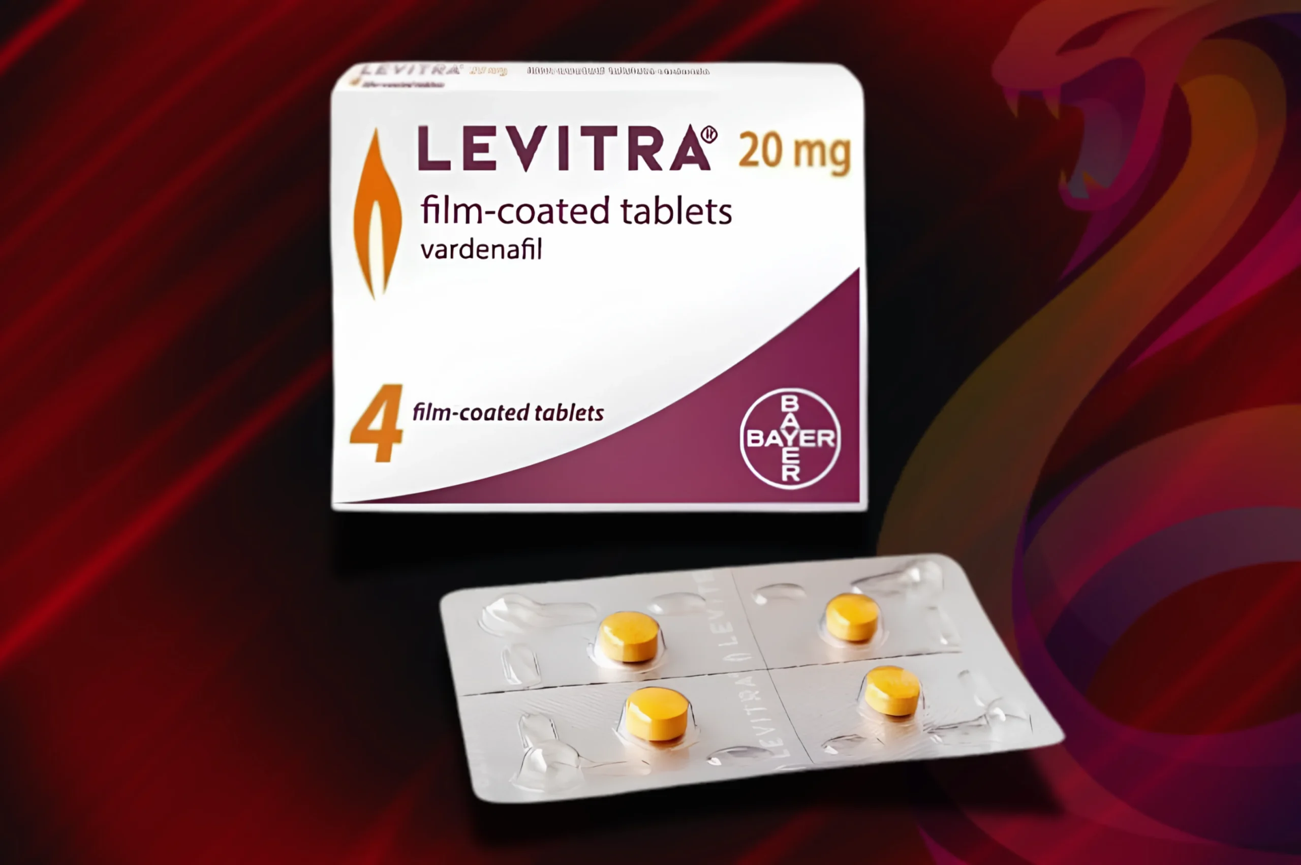 Levitra produktové foto detail na balení a blistr