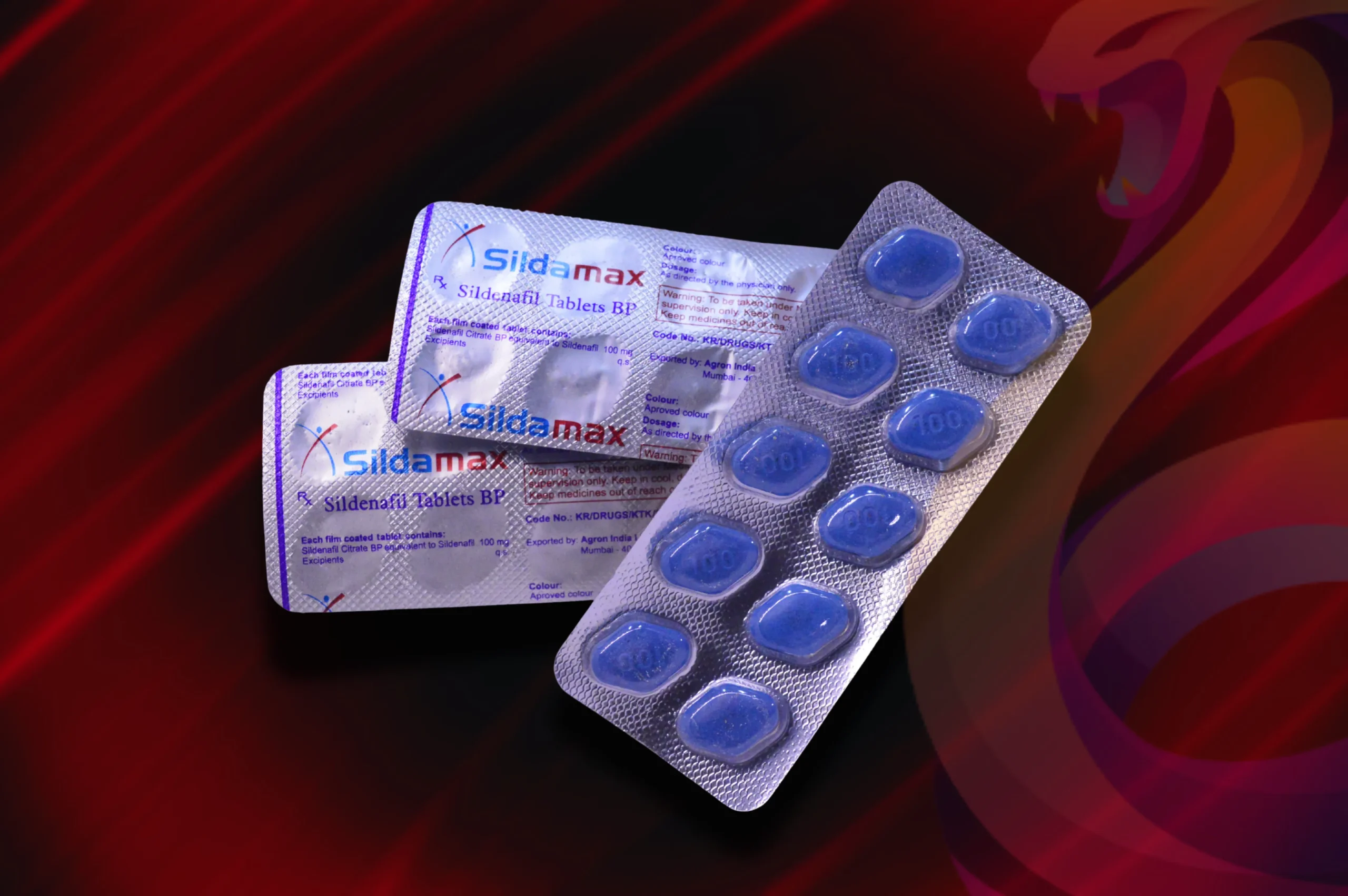 Sildamax (100 mg sildenafil citrátu) – Agron detail na 3 blistry