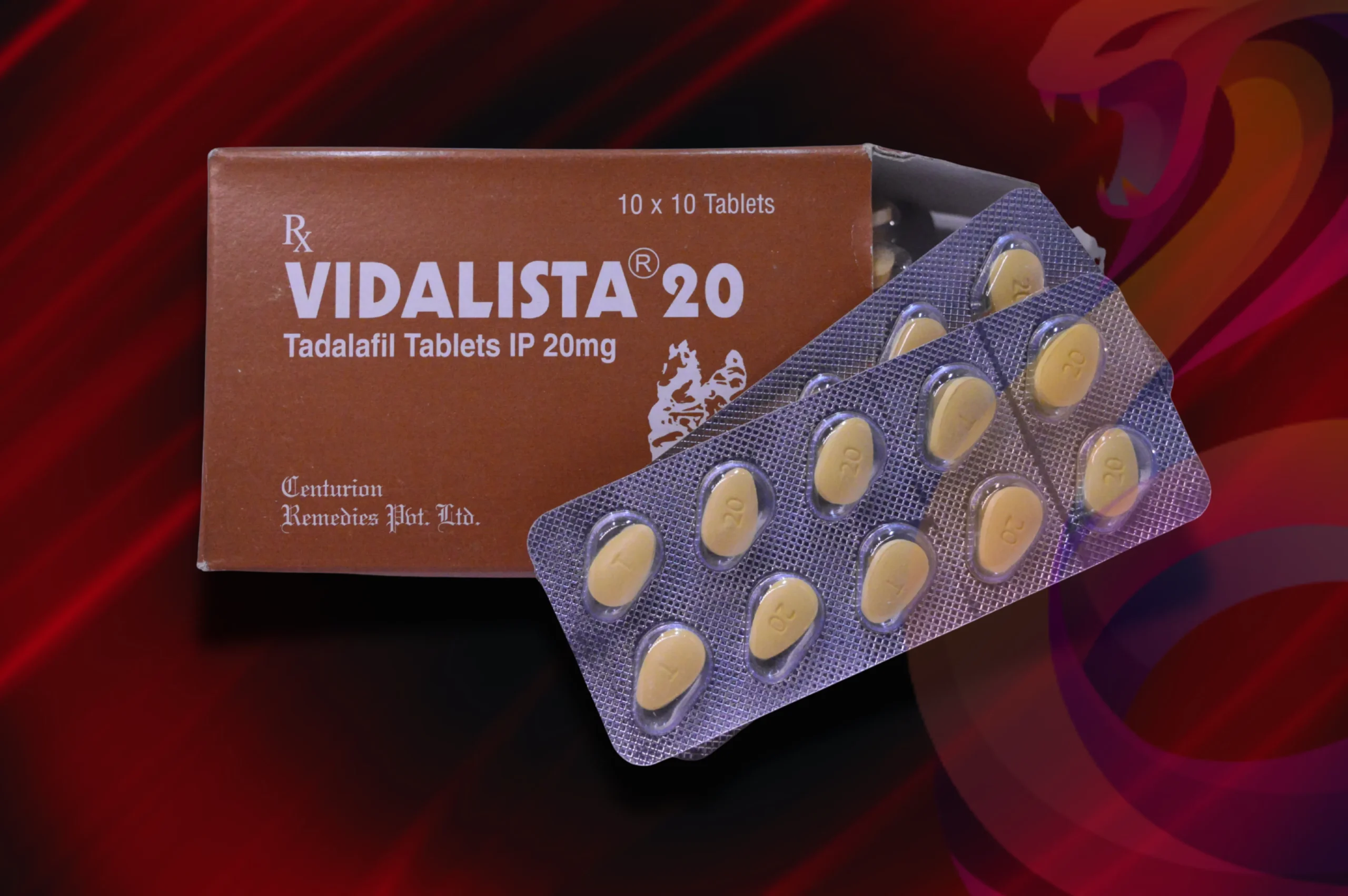 Vidalista 20 mg detail na balení a 2 blistry